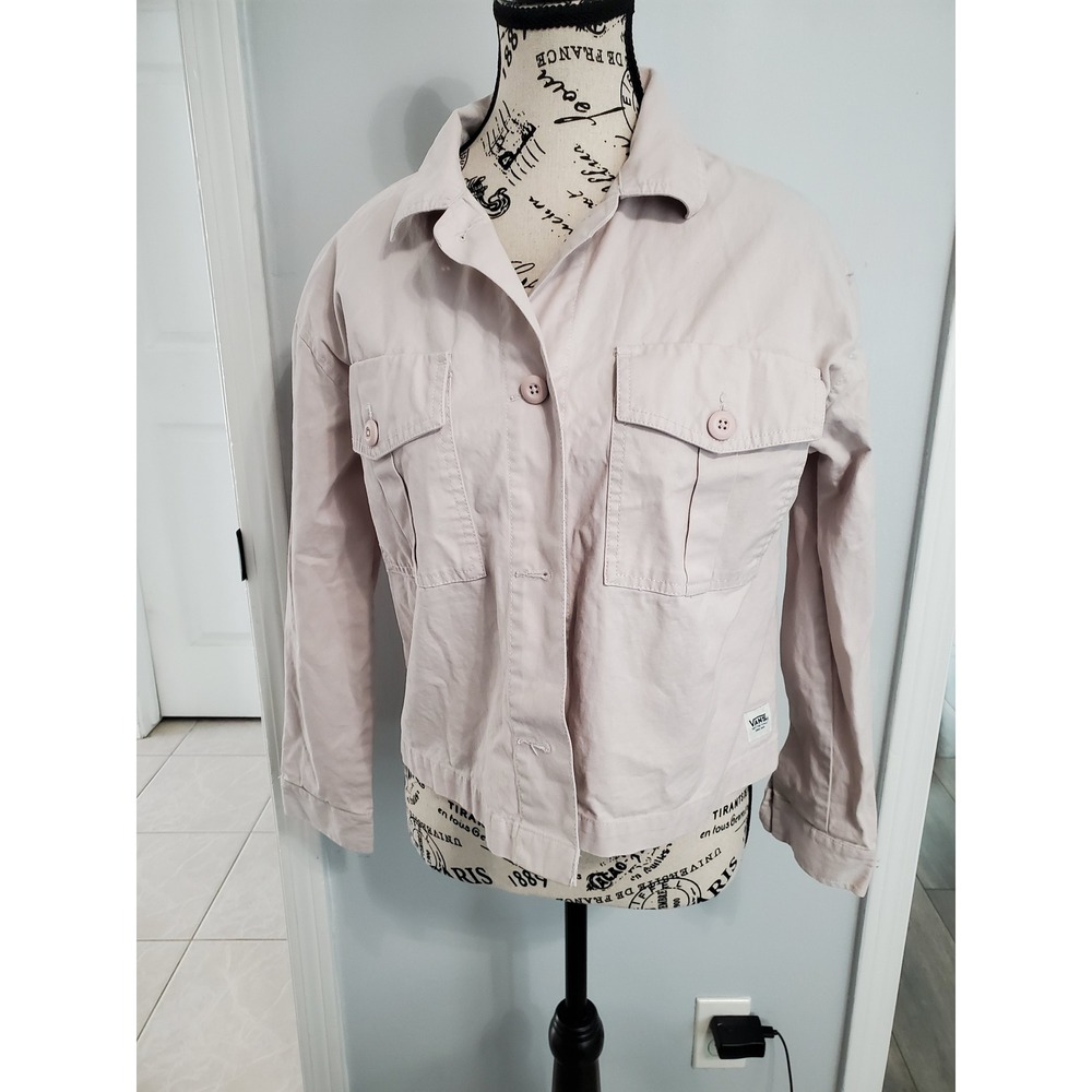 Vans Off The Wall Womens XS Pink Button Front Chore Utility Jacket Soft Blush
